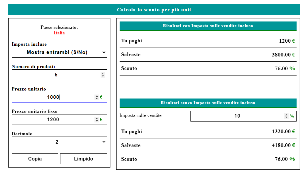 Calcolo Sconto Percentuale